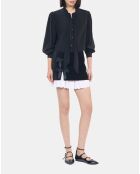 Chemise courte 100% soie noire