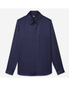 Chemise en soie bleue nuit