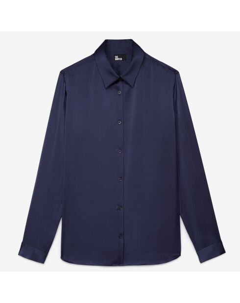 Chemise en soie bleue nuit