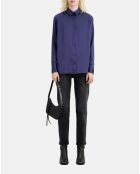 Chemise en soie bleue nuit