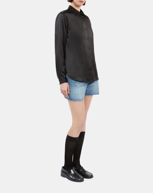 Chemise en soie noire