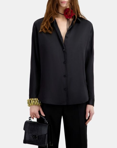 Chemise en soie noire