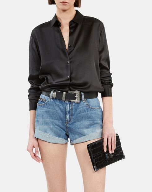 Chemise en soie noire