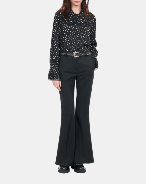 Chemise à pois noire et blanche