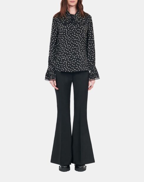 Chemise à pois noire et blanche