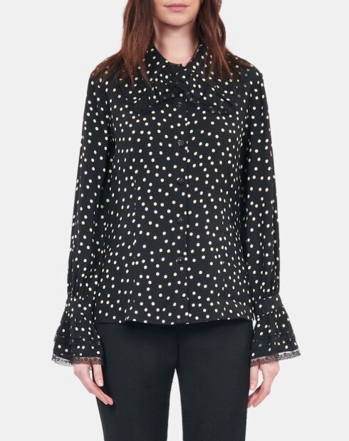 Chemise à pois noire et blanche
