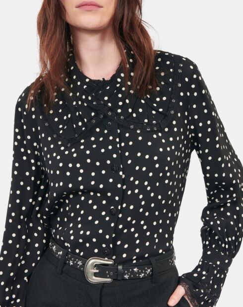 Chemise à pois noire et blanche