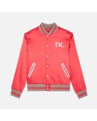 Blouson satiné avec patchs rouge