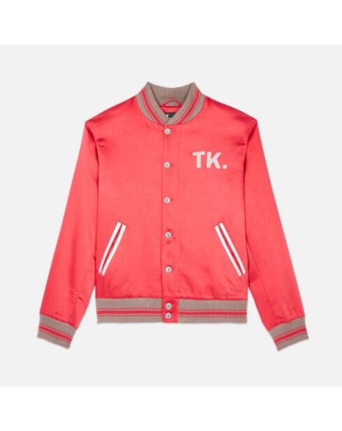 Blouson satiné avec patchs rouge