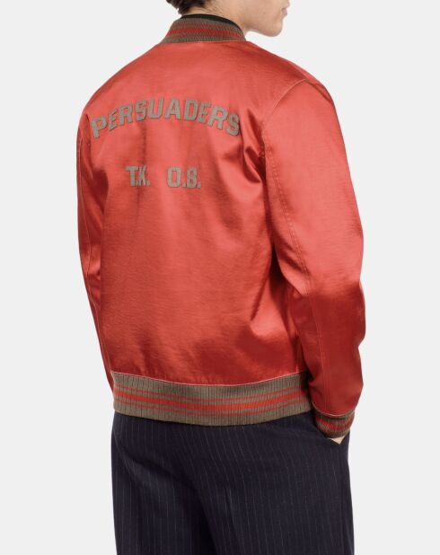 Blouson satiné avec patchs rouge