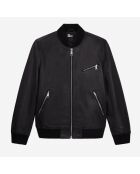 Blouson Teddy en cuir noir