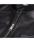 Blouson Teddy en cuir noir