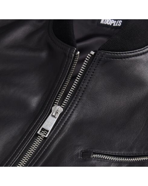 Blouson Teddy en cuir noir