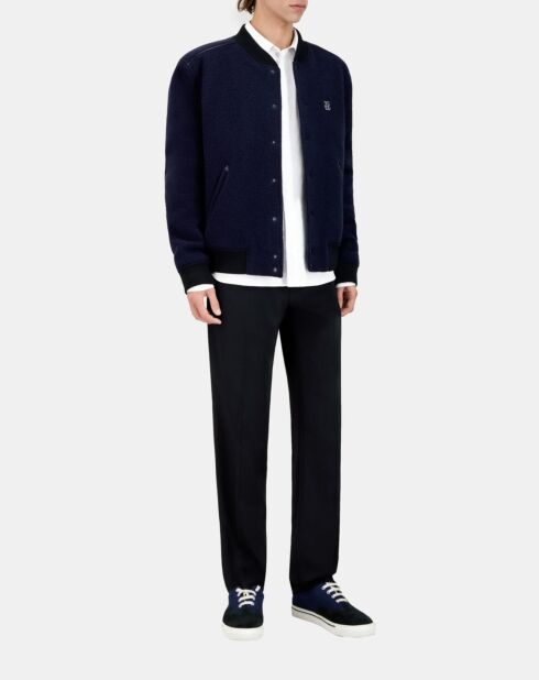 Blouson en tissu bouclette bleu marine