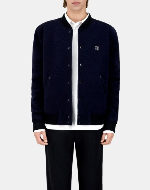 Blouson en tissu bouclette bleu marine