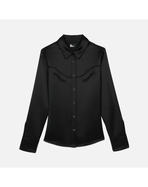 Chemise satinée style western noire