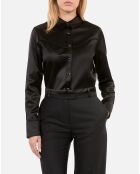 Chemise satinée style western noire