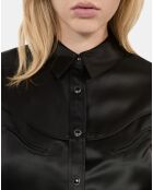 Chemise satinée style western noire