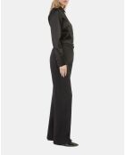 Chemise satinée style western noire