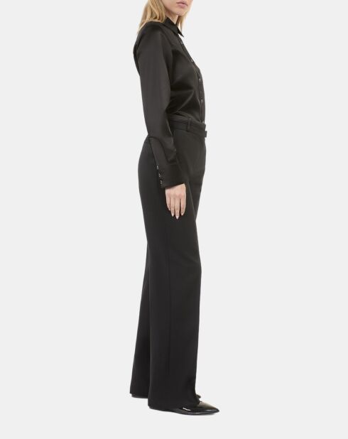 Chemise satinée style western noire