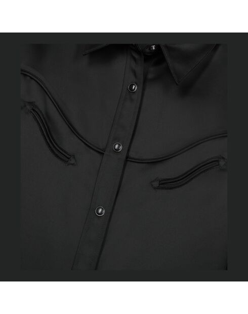 Chemise satinée style western noire