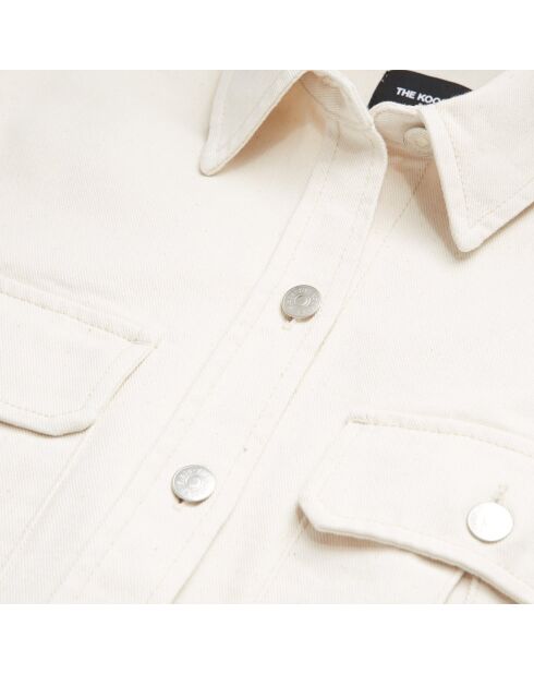 Chemise jean oversize poches poitrine beige