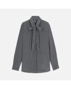 Chemise 100% soie à rayures noire et blanche