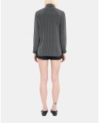 Chemise 100% soie à rayures noire et blanche