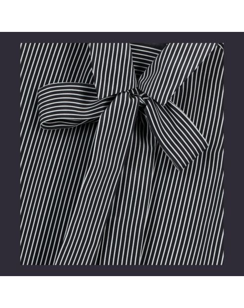 Chemise 100% soie à rayures noire et blanche