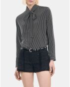 Chemise 100% soie à rayures noire et blanche