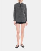 Chemise 100% soie à rayures noire et blanche