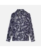 Chemise fleurie bleue marine