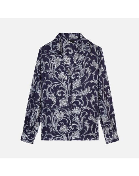 Chemise fleurie bleue marine