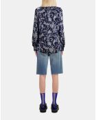 Chemise fleurie bleue marine