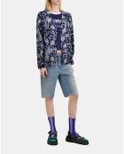 Chemise fleurie bleue marine