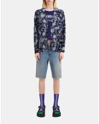 Chemise fleurie bleue marine