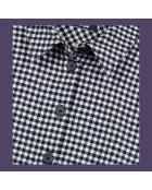 Chemise en laine mélangée à carreaux vichy noire et blanche