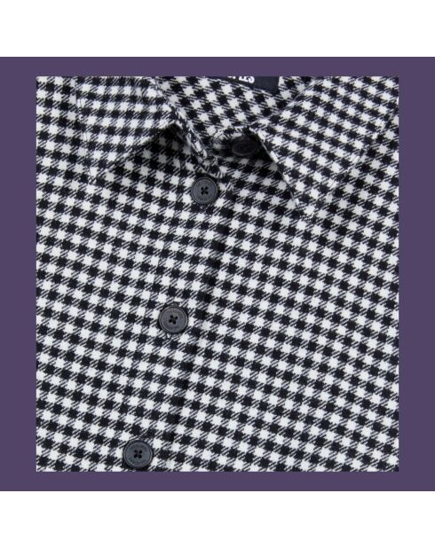 Chemise en laine mélangée à carreaux vichy noire et blanche