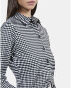 Chemise en laine mélangée à carreaux vichy noire et blanche