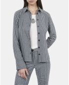 Chemise en laine mélangée à carreaux vichy noire et blanche