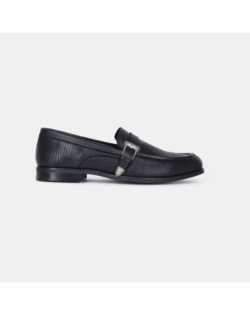 Mocassins en cuir avec boucle western noirs