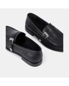 Mocassins en cuir avec boucle western noirs