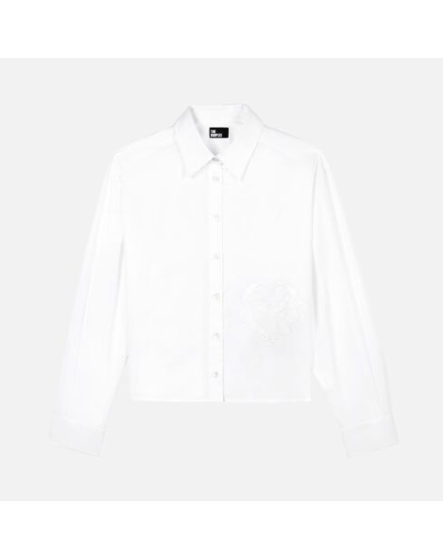 Chemise avec broderie Skull heart blanche