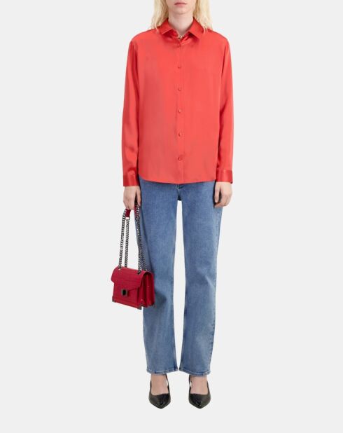 Chemise en soie satin rouge