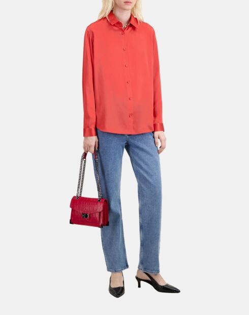 Chemise en soie satin rouge