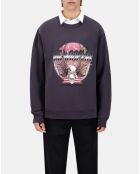 Sweatshirt  avec sérigraphie kaki marron foncé