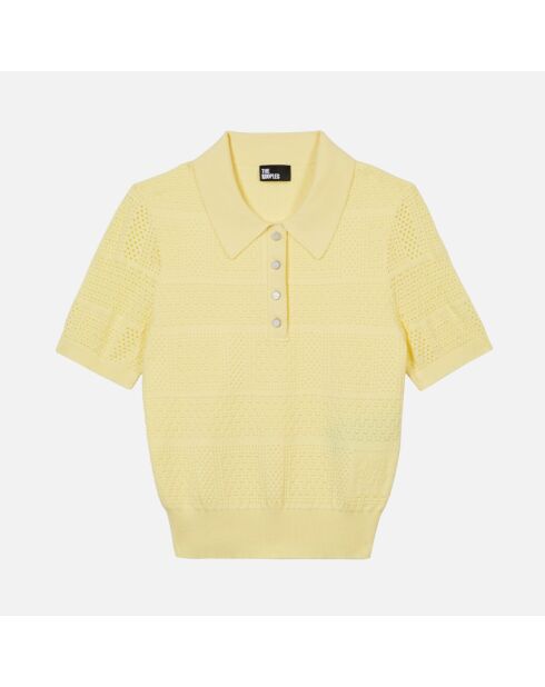 Polo en maille ajourée jaune clair