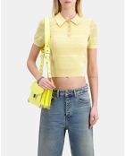 Polo en maille ajourée jaune clair