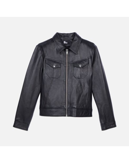 Blouson en cuir noir