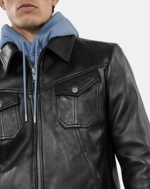 Blouson en cuir noir